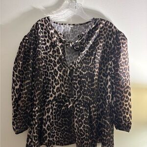 Leopard Print tie Blouse